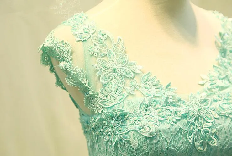 Mint Green Lace and Tulle A-line Junior Party Dress, Formal Gown, Prom Dress
