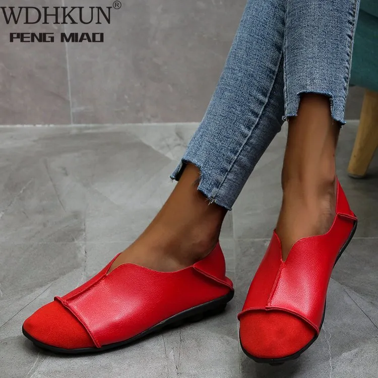 Moccasins Mother Loafers Soft Flats Casual Female Driving Ballet Footwear Comfortable Grandma Shoes