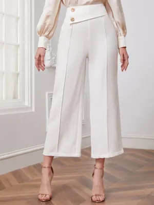 Modely Button Detail Cropped Wide Leg Pants