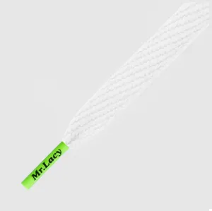 Mr Lacy Flatties - White / Neon Green Tip