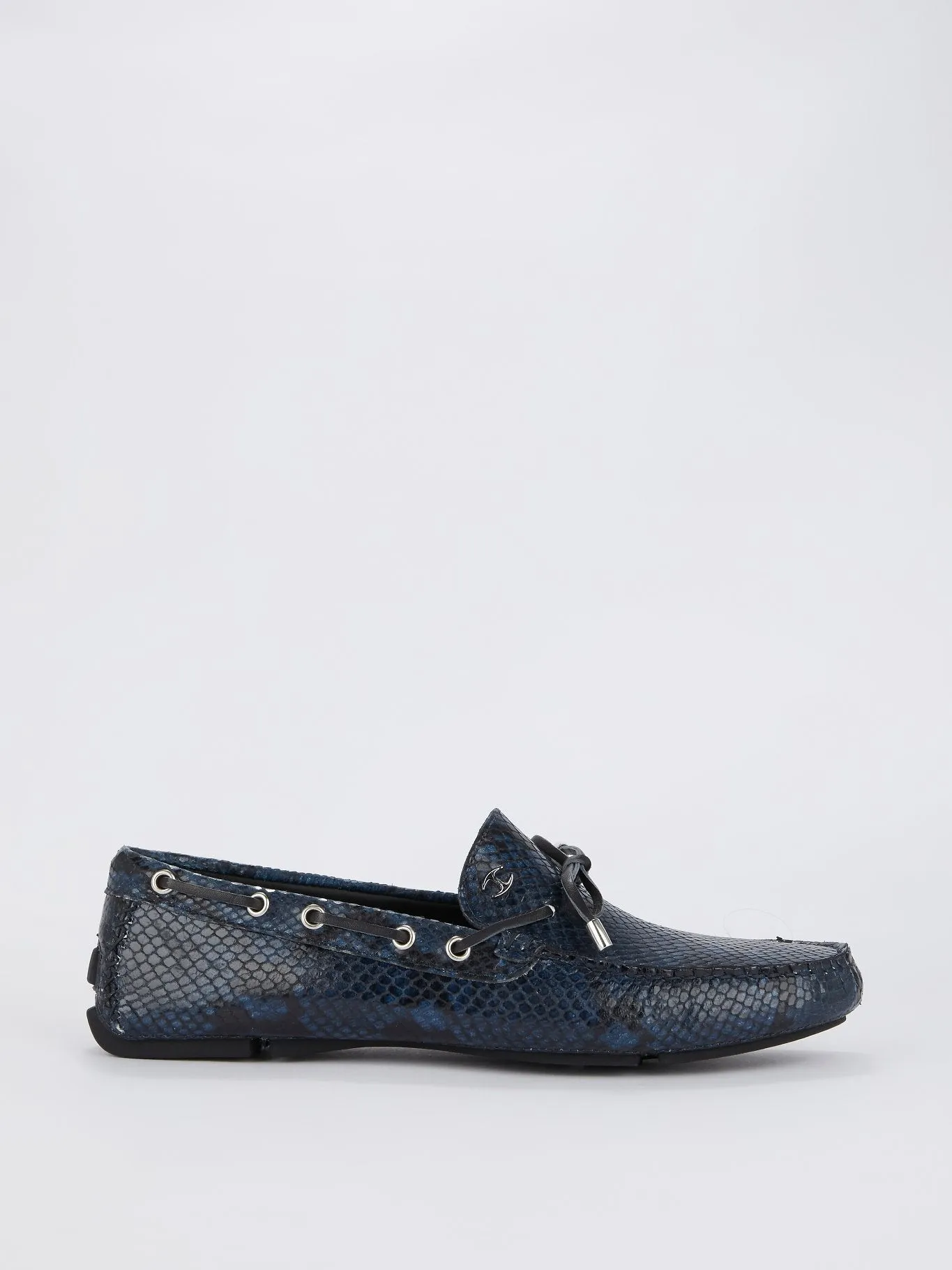 Navy Snake Effect Moccasins