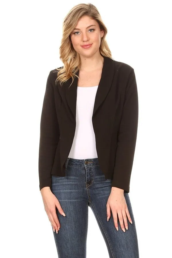 New Moa Collection Waist Length Fitted Style Open Front Blazer