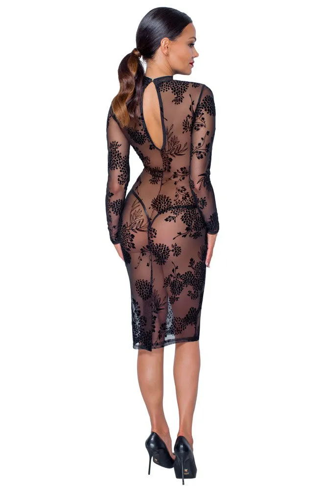 Noir Handmade Powernet and Flock Dress