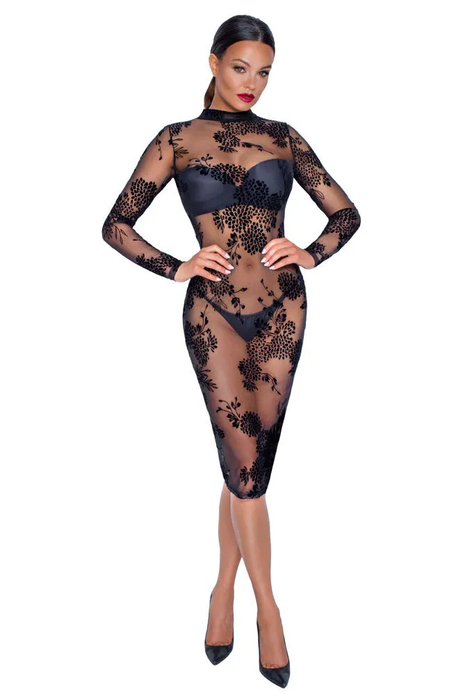 Noir Handmade Powernet and Flock Dress