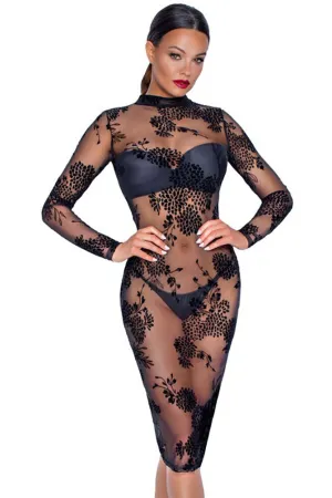 Noir Handmade Powernet and Flock Dress