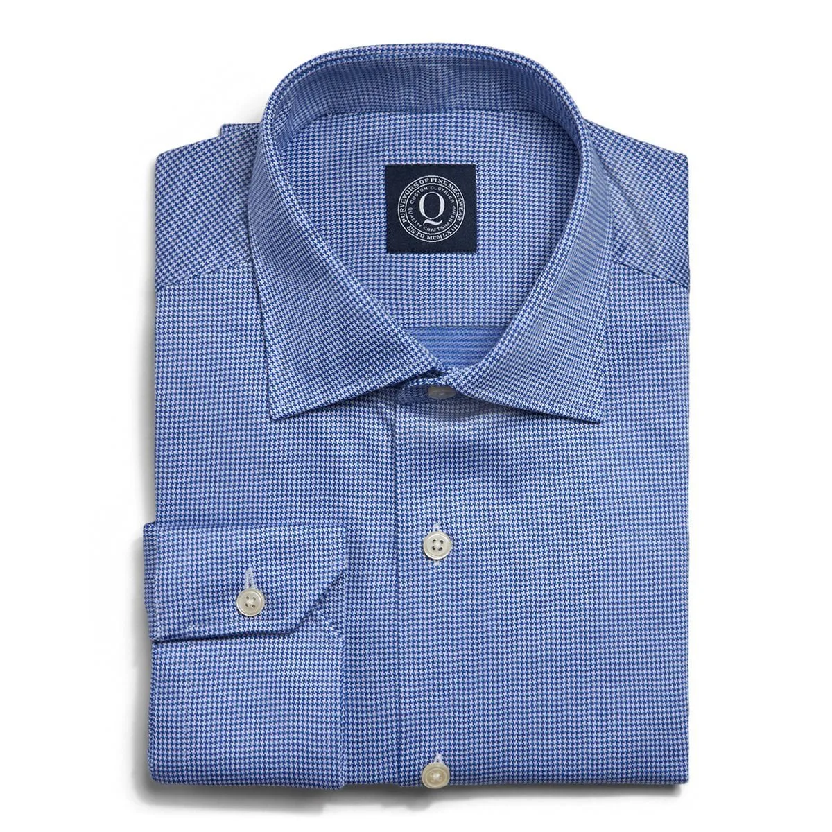 Non-Iron Knit Houndstooth - Blue