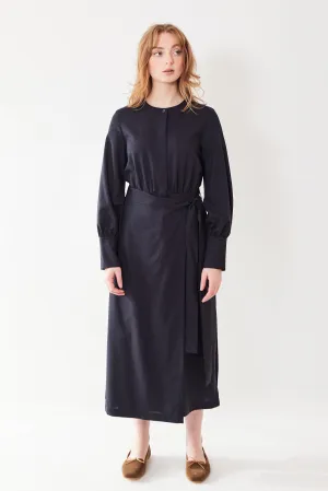 Odeeh Virgin Wool Long Button Down Wrap Dress