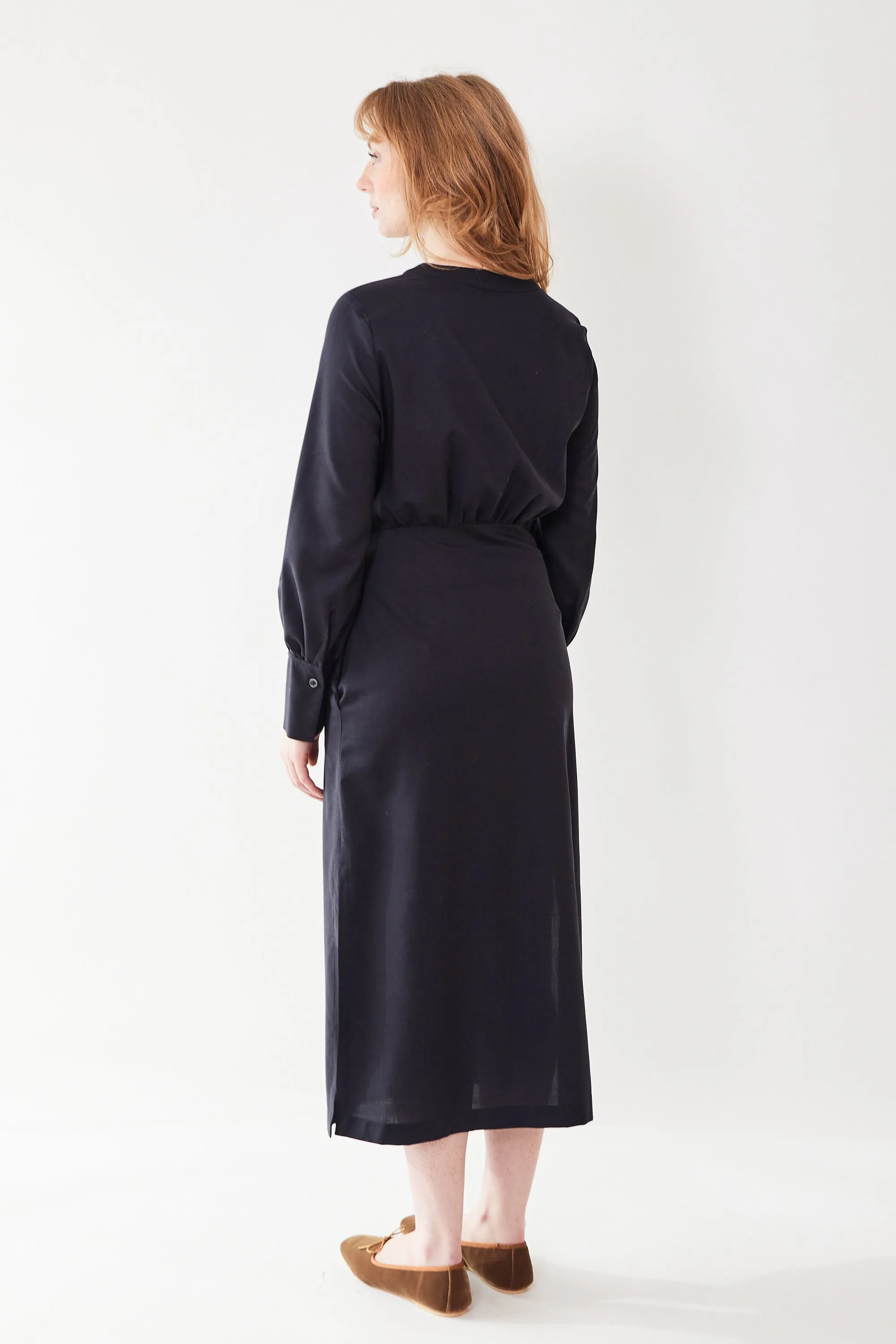 Odeeh Virgin Wool Long Button Down Wrap Dress