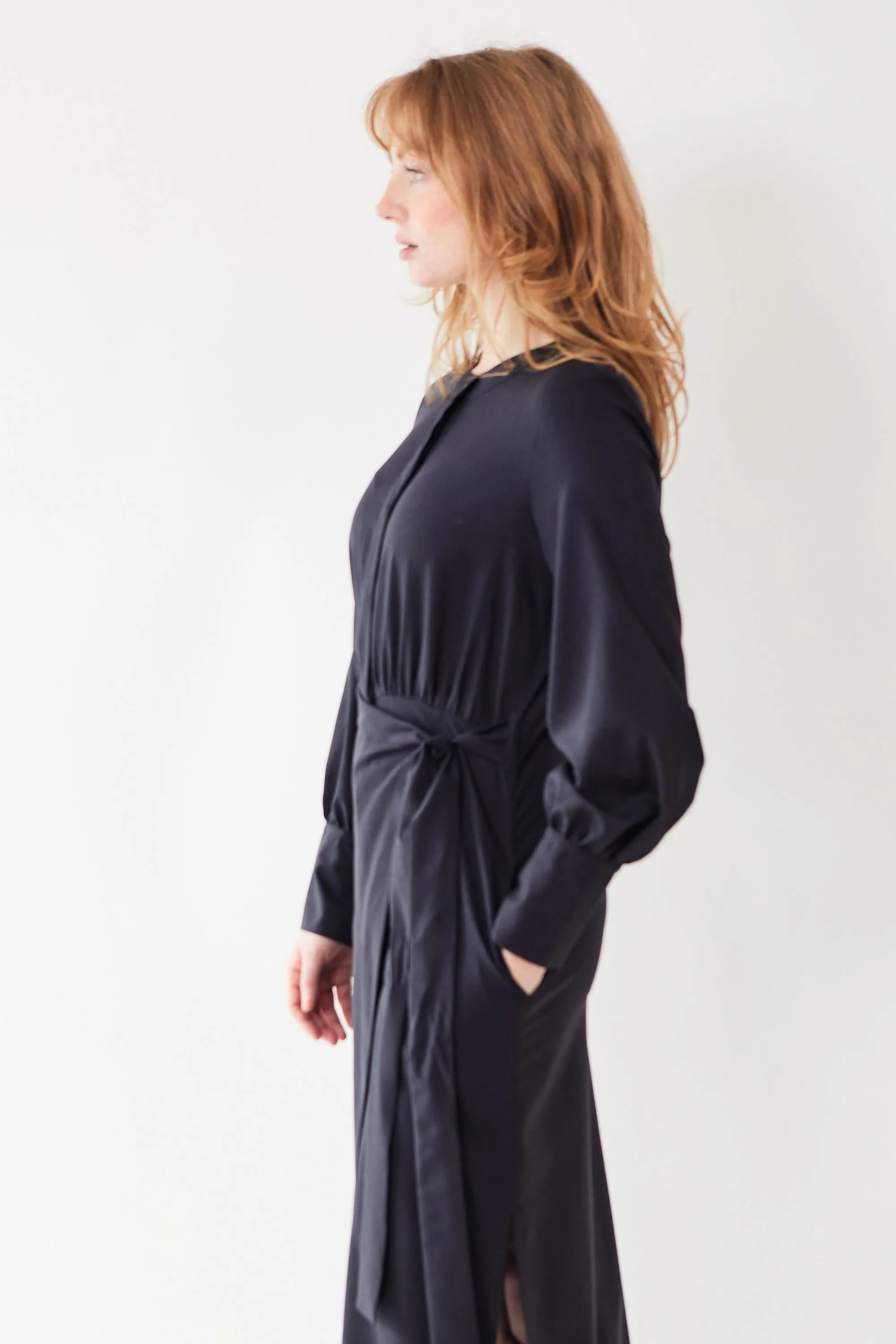 Odeeh Virgin Wool Long Button Down Wrap Dress