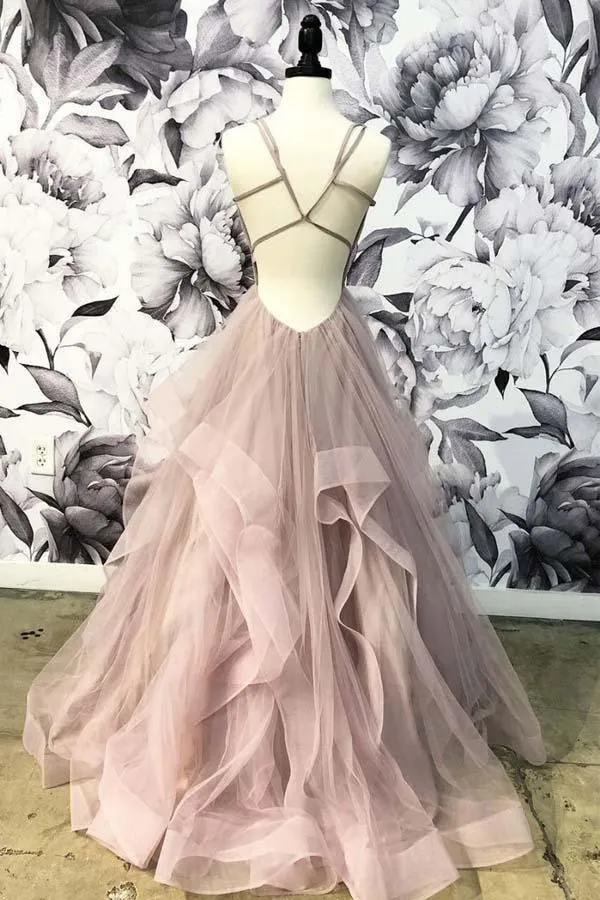 Open Back Dusty Pink Long Prom Dress Simple Prom Dress Long Evening Gowns  TP0926
