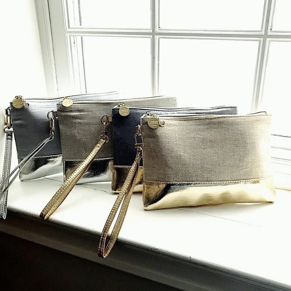 Oxford Gold Colorblock Wristlet