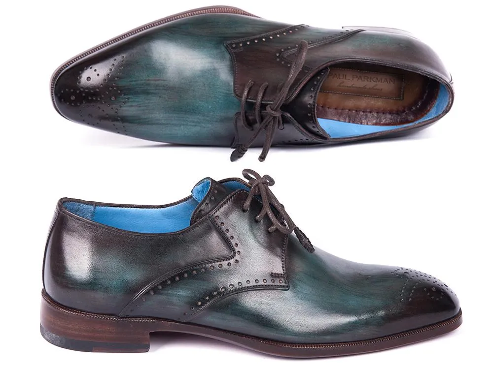 Paul Parkman Turquoise & Brown Medallion Derby Shoes