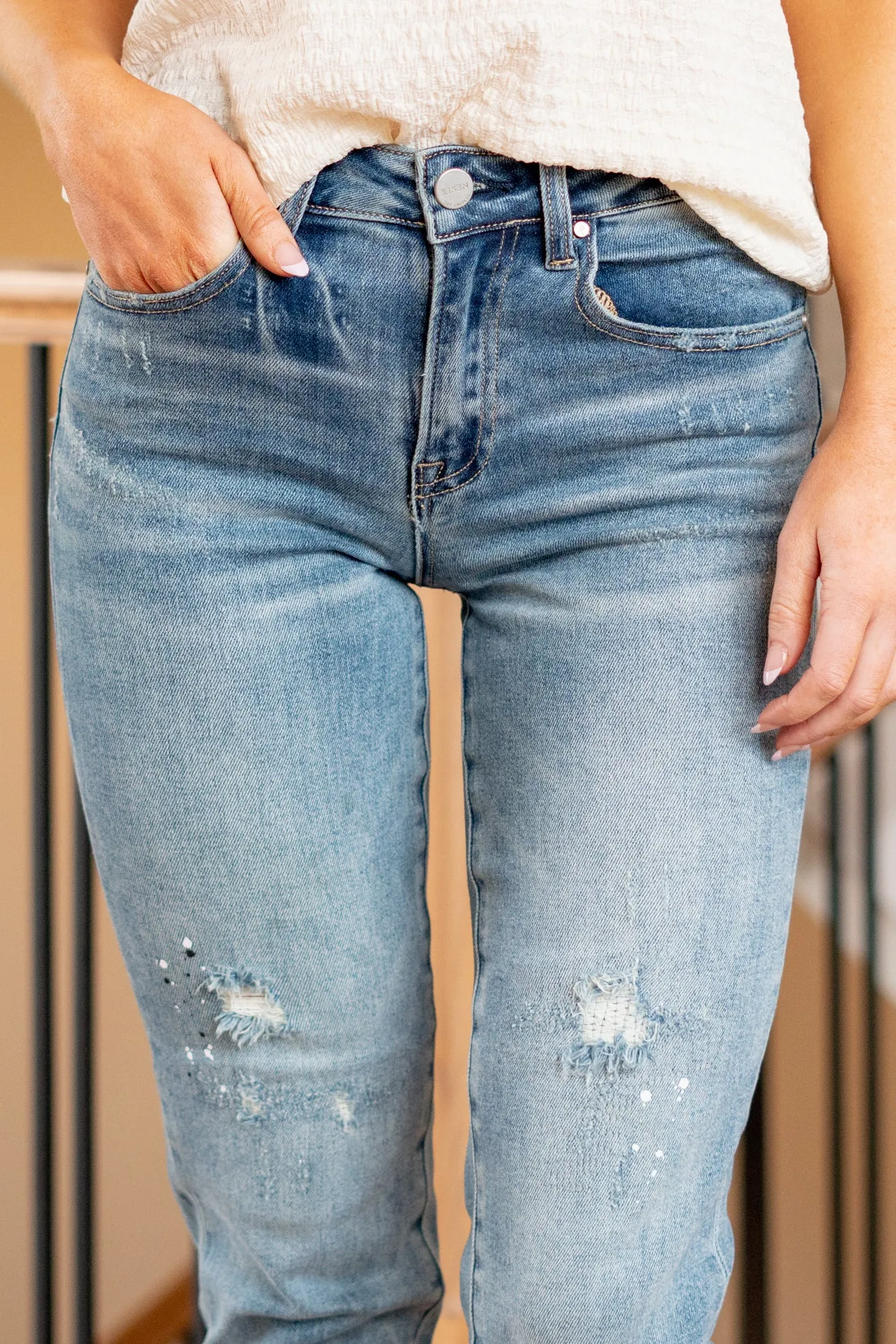 Peyton Mid Rise Tapered Jeans