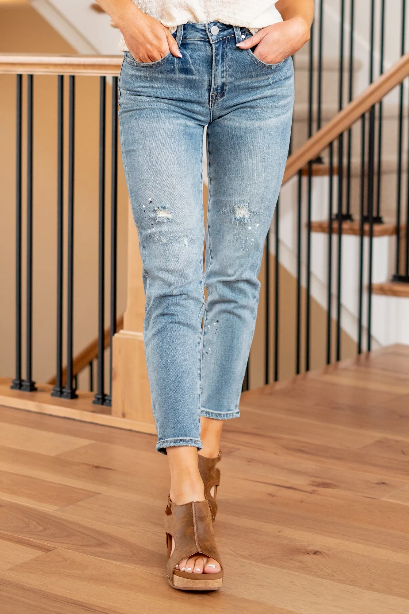 Peyton Mid Rise Tapered Jeans