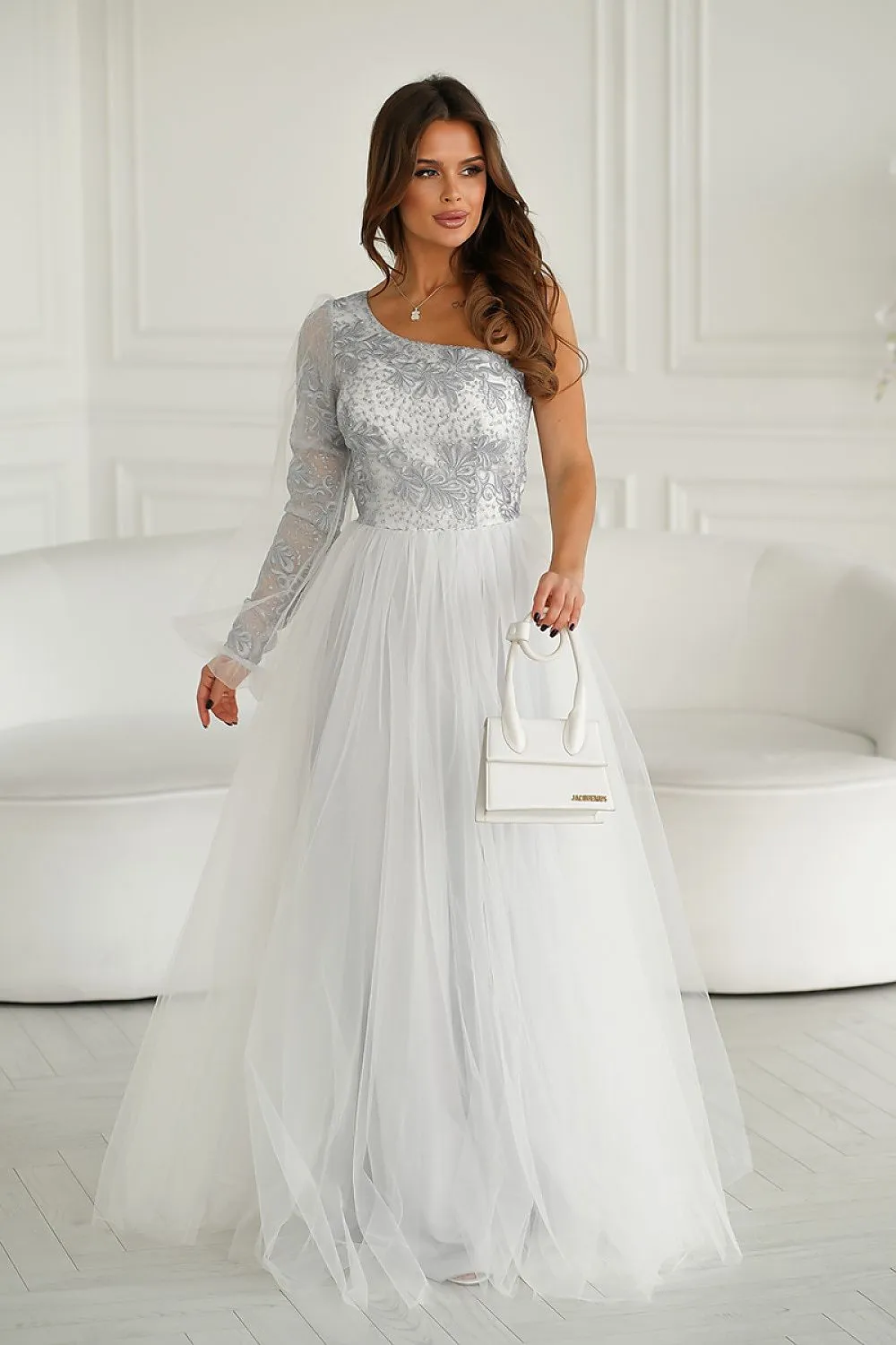 Phenomenal one shoulder evening dress