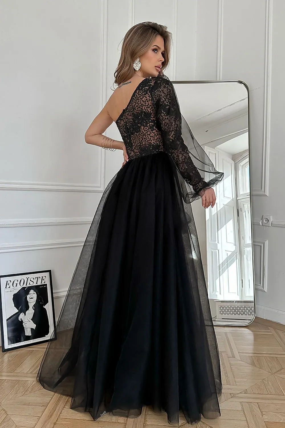 Phenomenal one shoulder evening dress