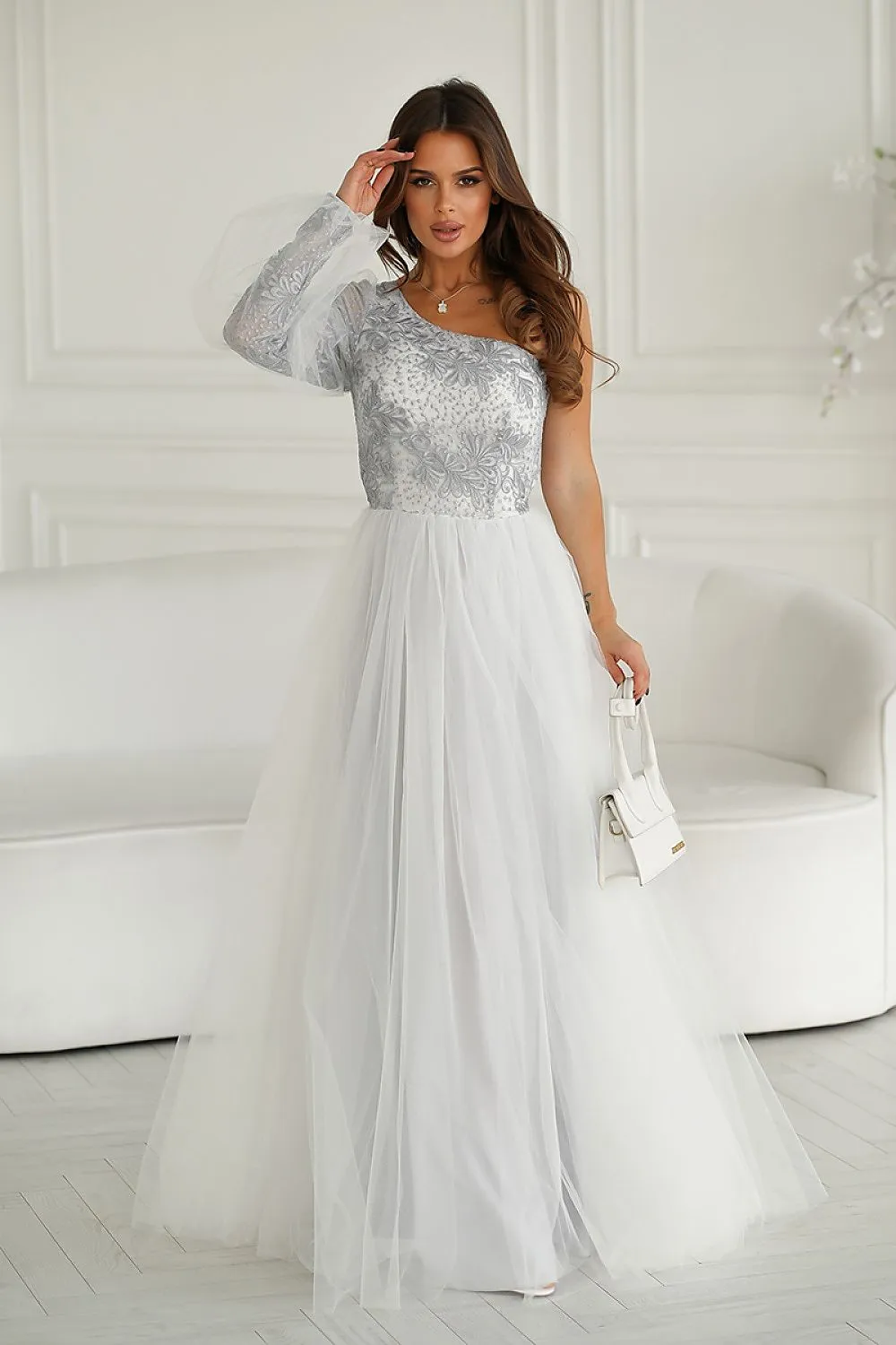 Phenomenal one shoulder evening dress