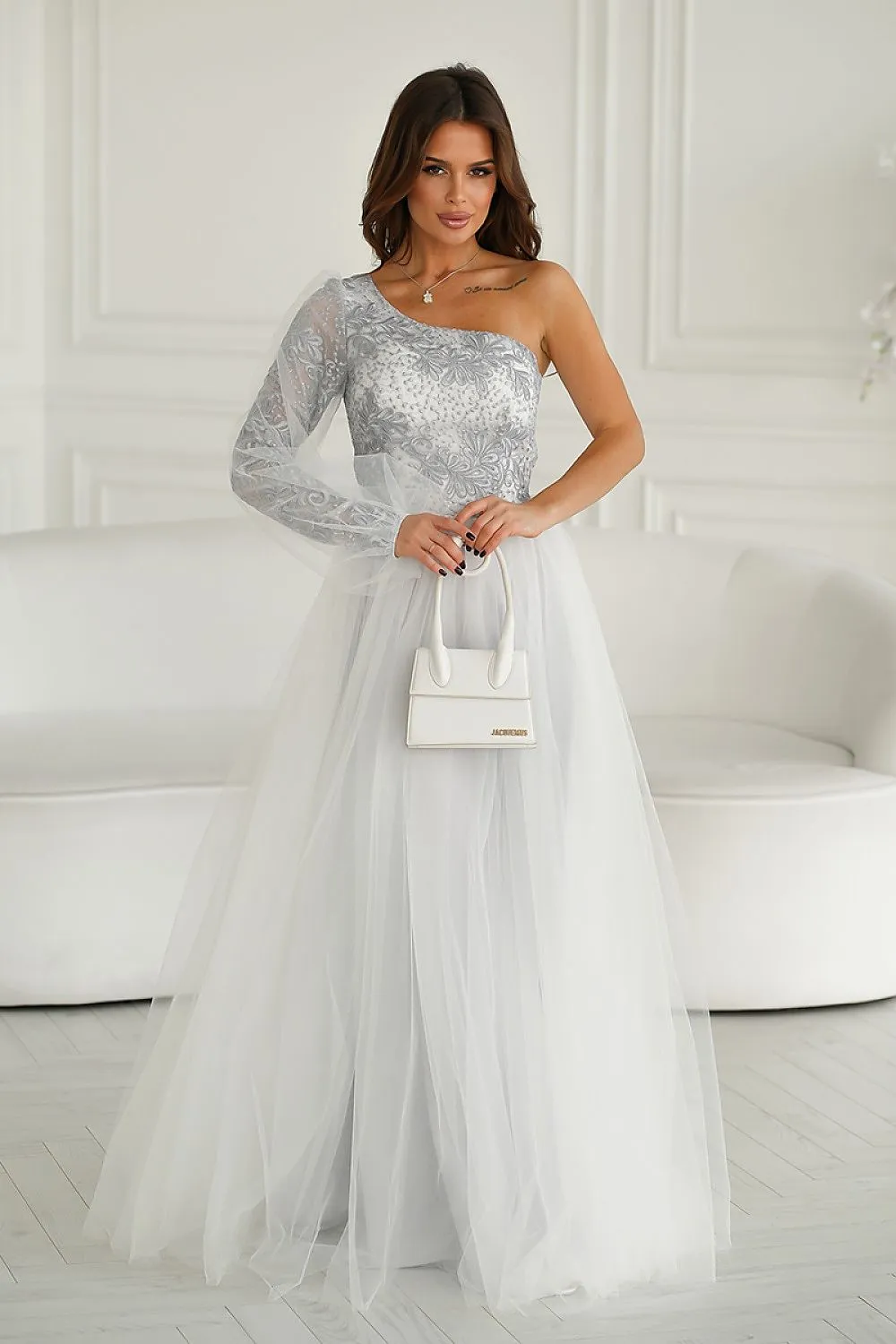 Phenomenal one shoulder evening dress