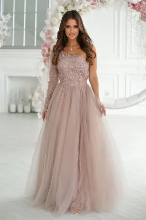 Phenomenal one shoulder evening dress