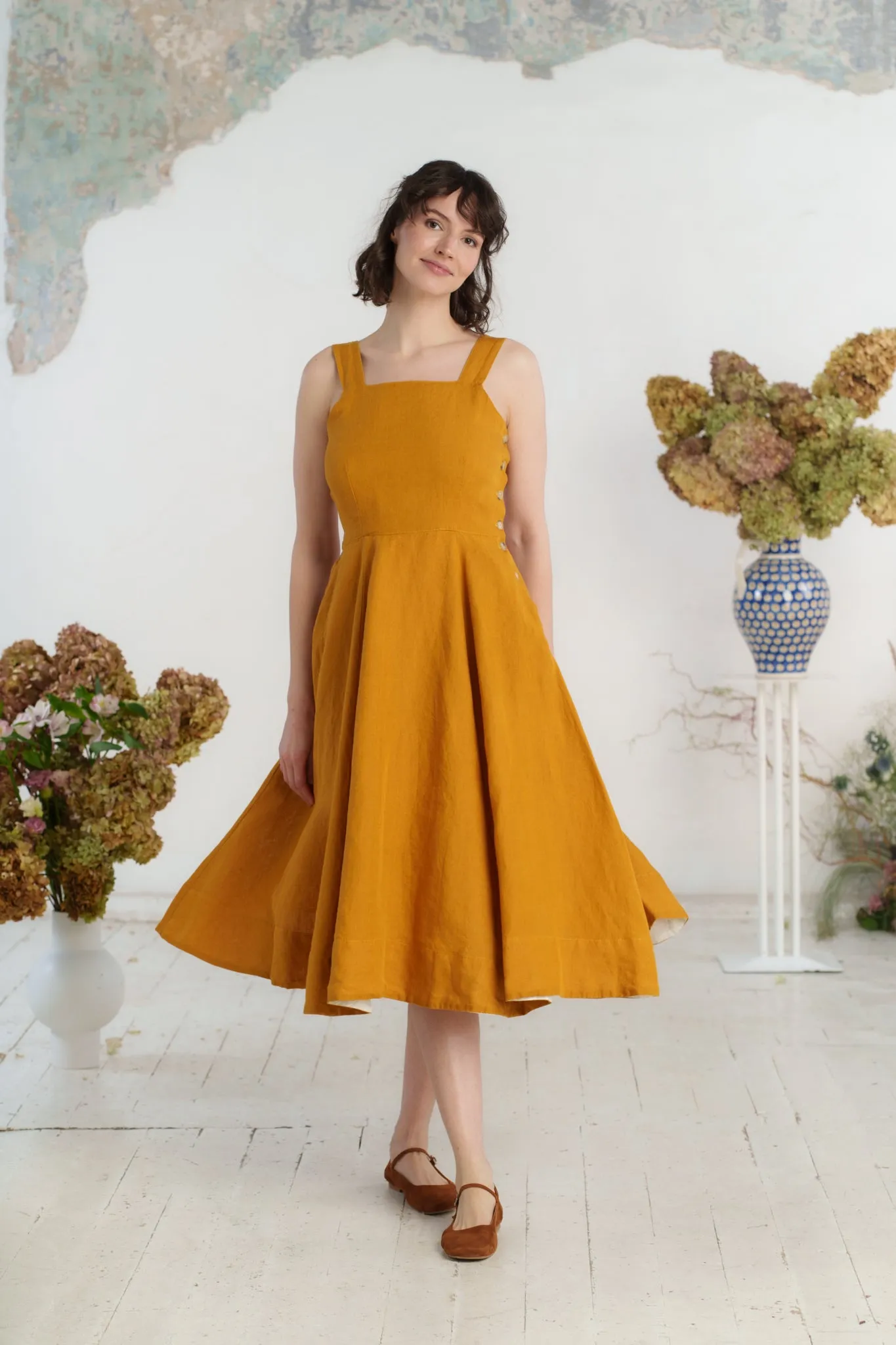 Pinafore Dress, Sleeveless, Marigold