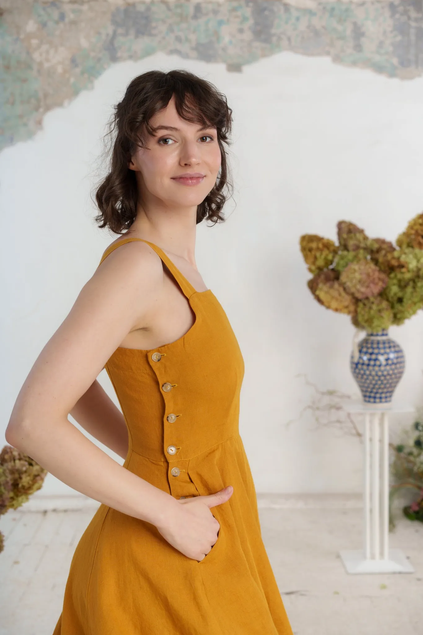 Pinafore Dress, Sleeveless, Marigold