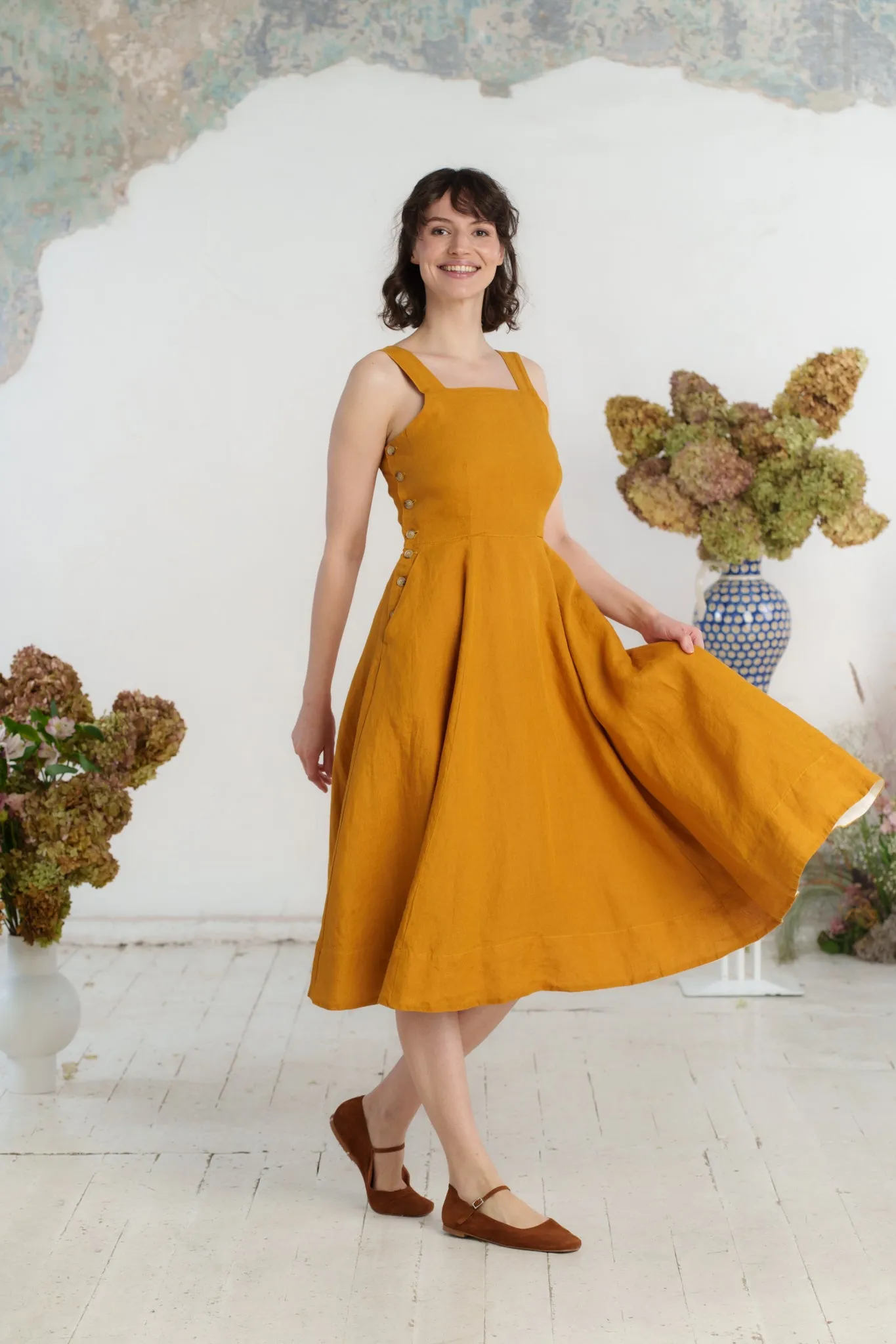 Pinafore Dress, Sleeveless, Marigold
