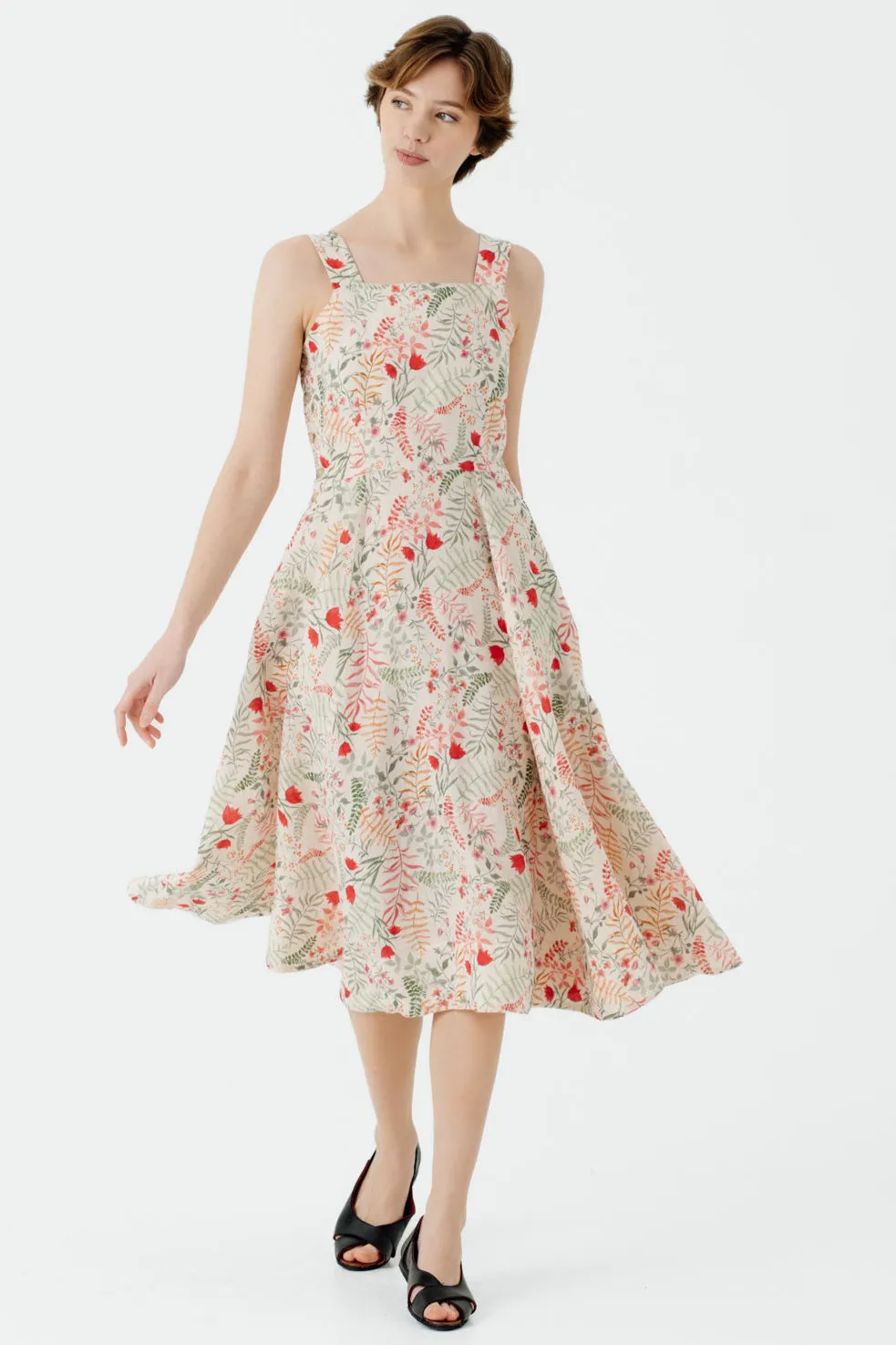 Pinafore Dress, Sleeveless, Whimsical Garden