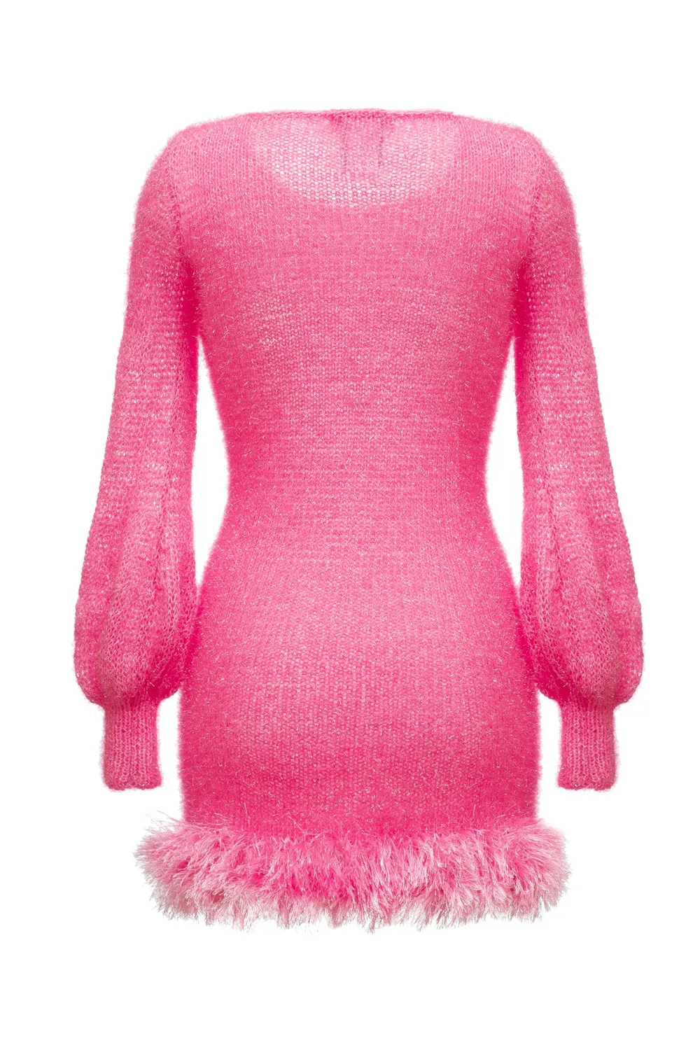 Pink Handmade Knit Dress With Glitter
