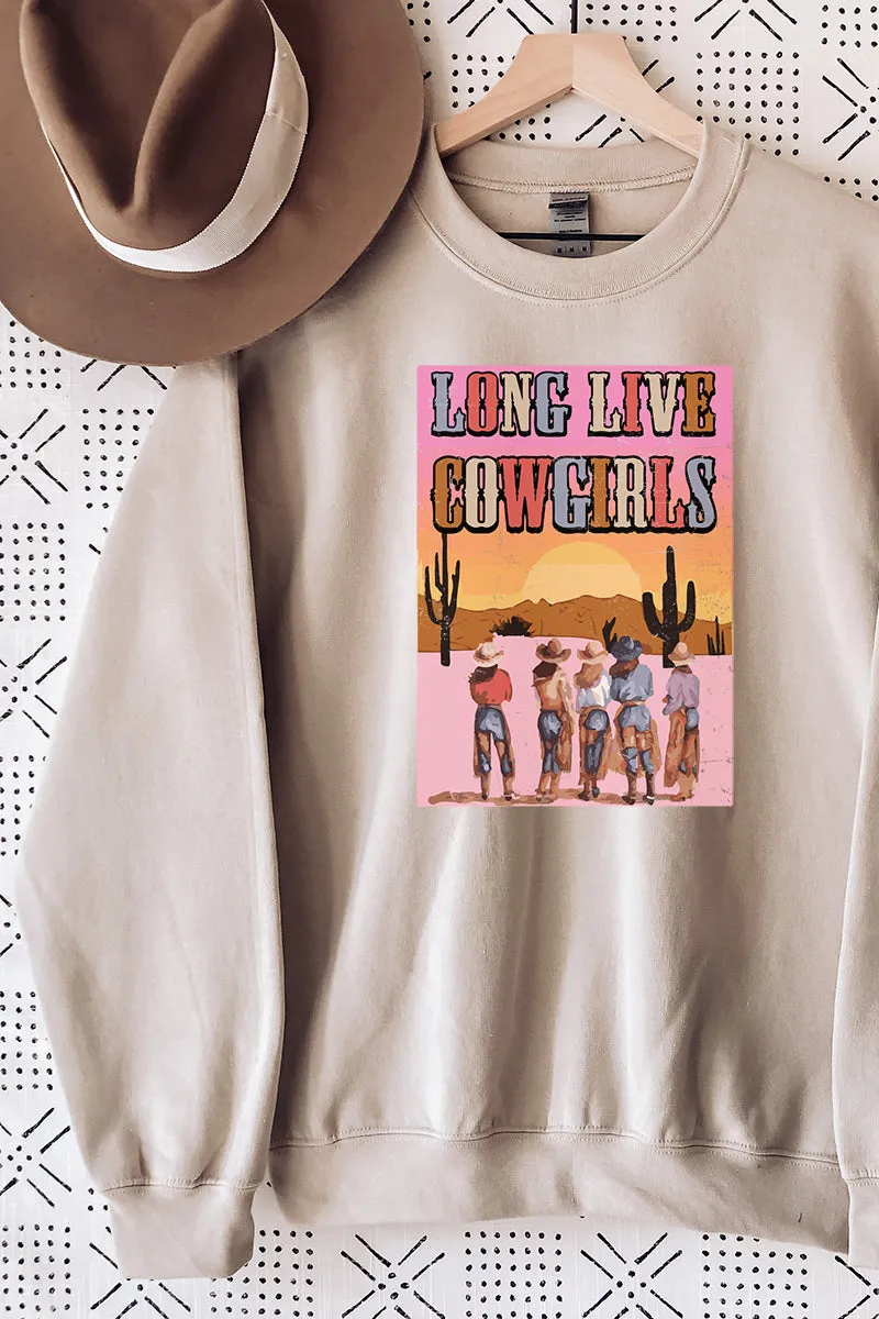 Pink Sunset Long Live Cowgirls Heavy-weight Crew Sweatshirt