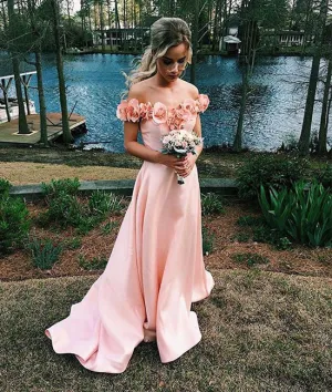 Pink sweetheart long prom dress, pink evening dress