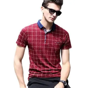 Plaid Printed Breathable Casual Golf Shirt