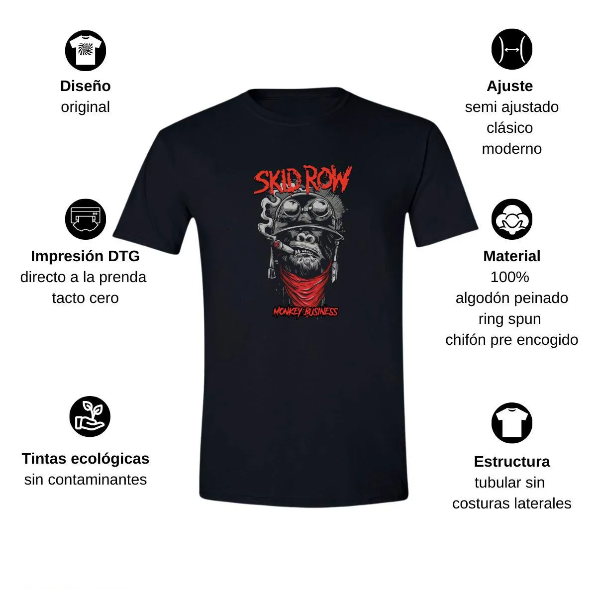 Playera Hombre Rock Skid Row Monkey Business 1014N