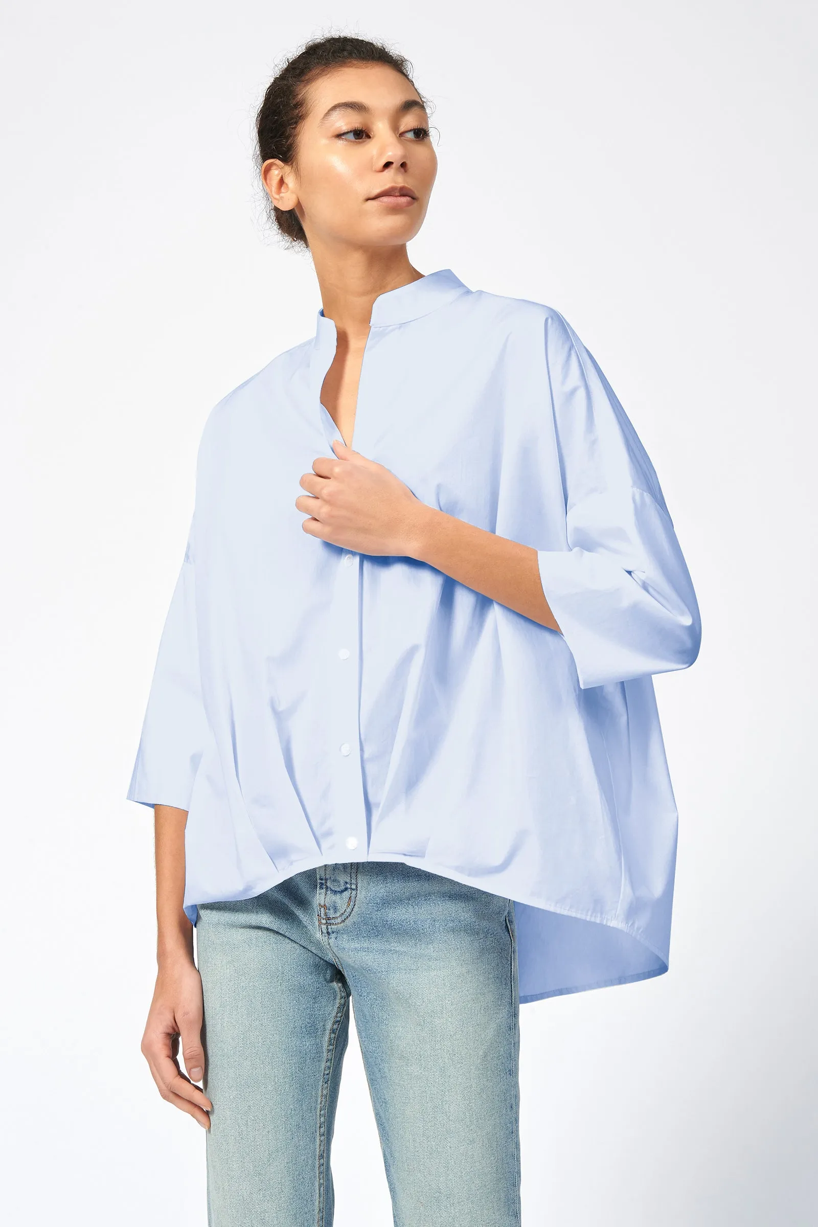 Pleat Hem Kimono - Oxford Poplin