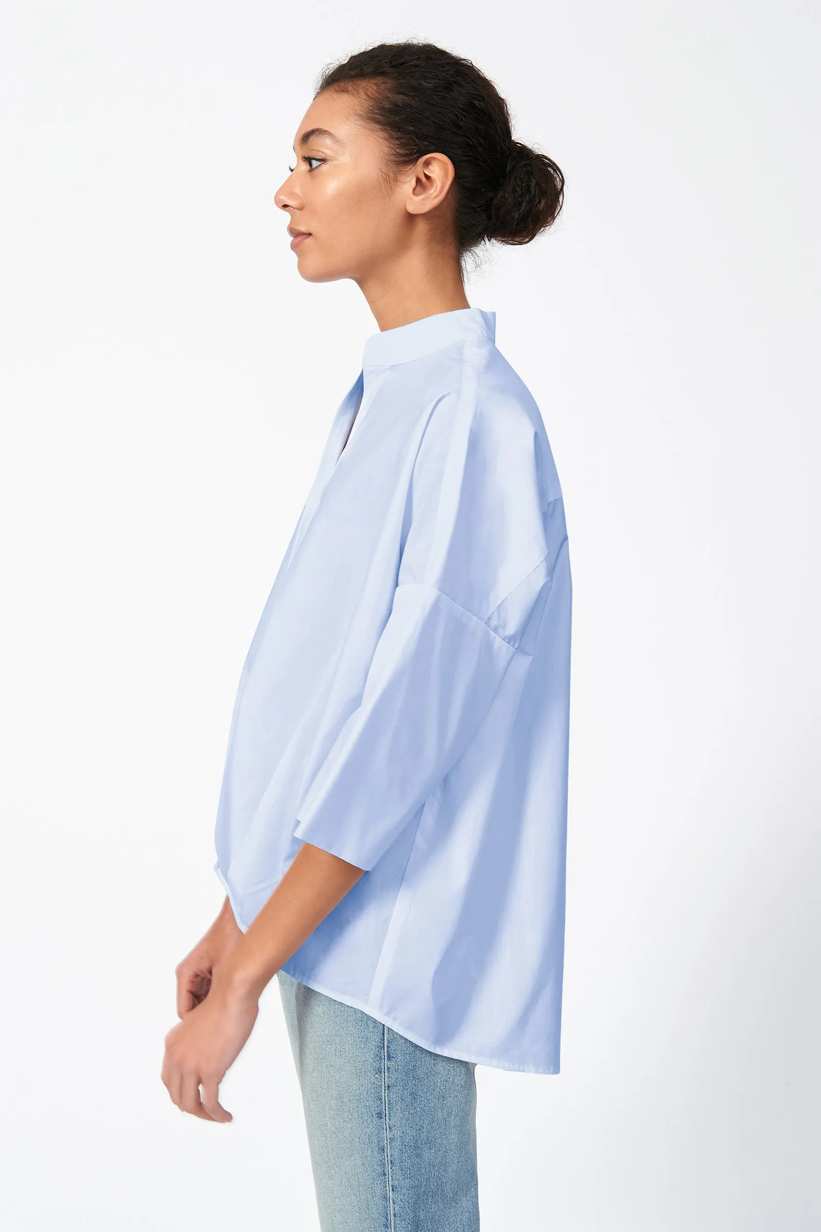 Pleat Hem Kimono - Oxford Poplin