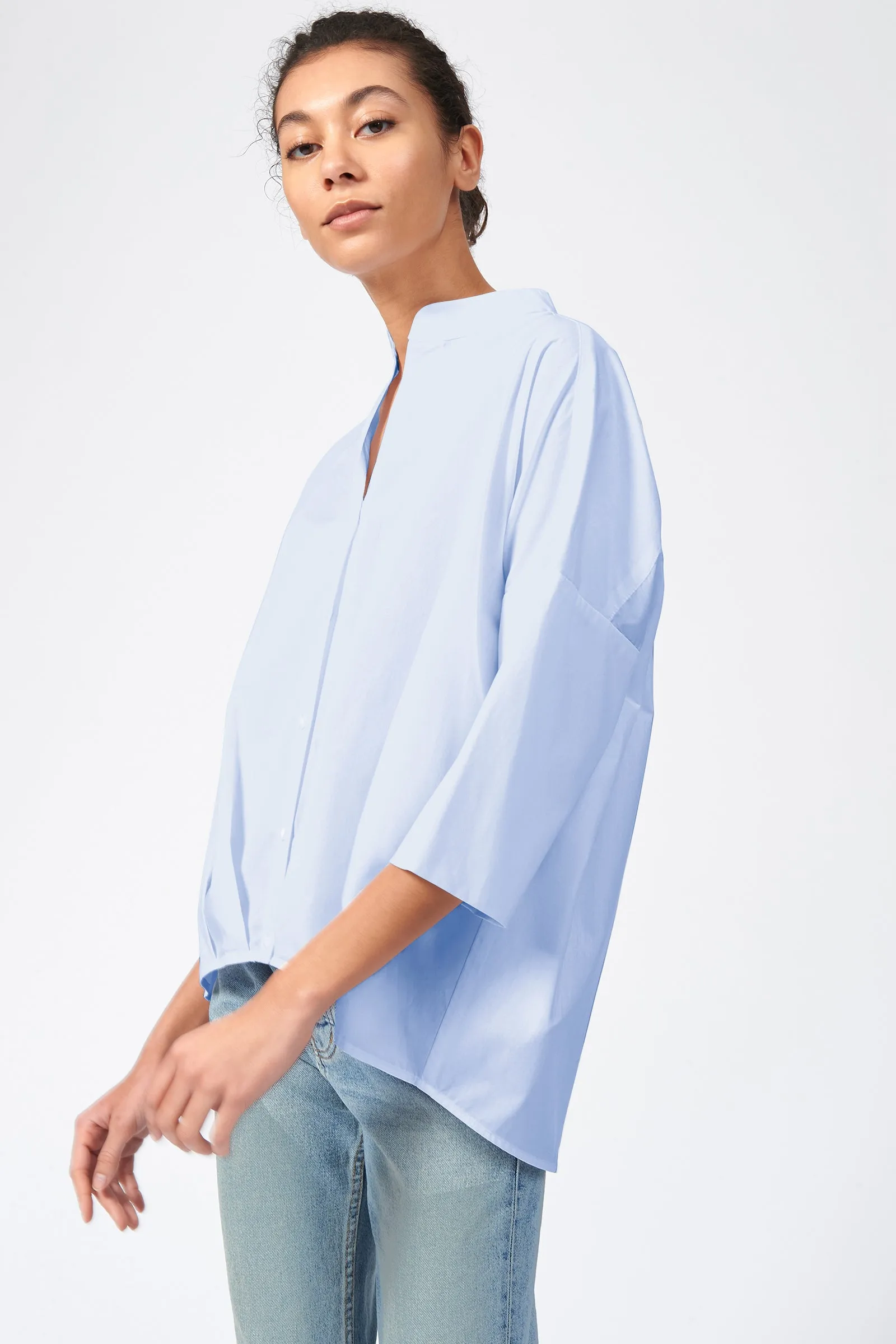 Pleat Hem Kimono - Oxford Poplin