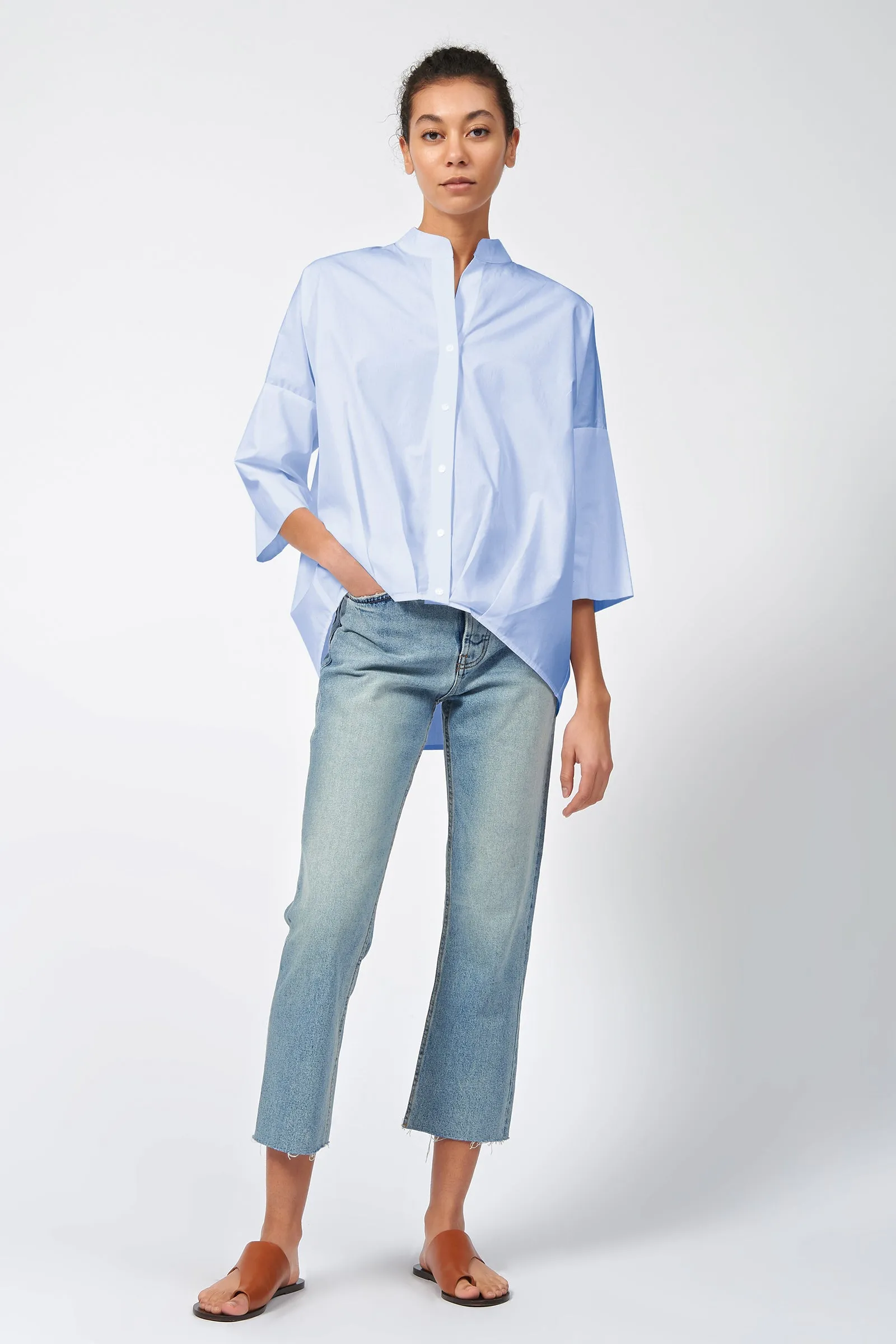 Pleat Hem Kimono - Oxford Poplin