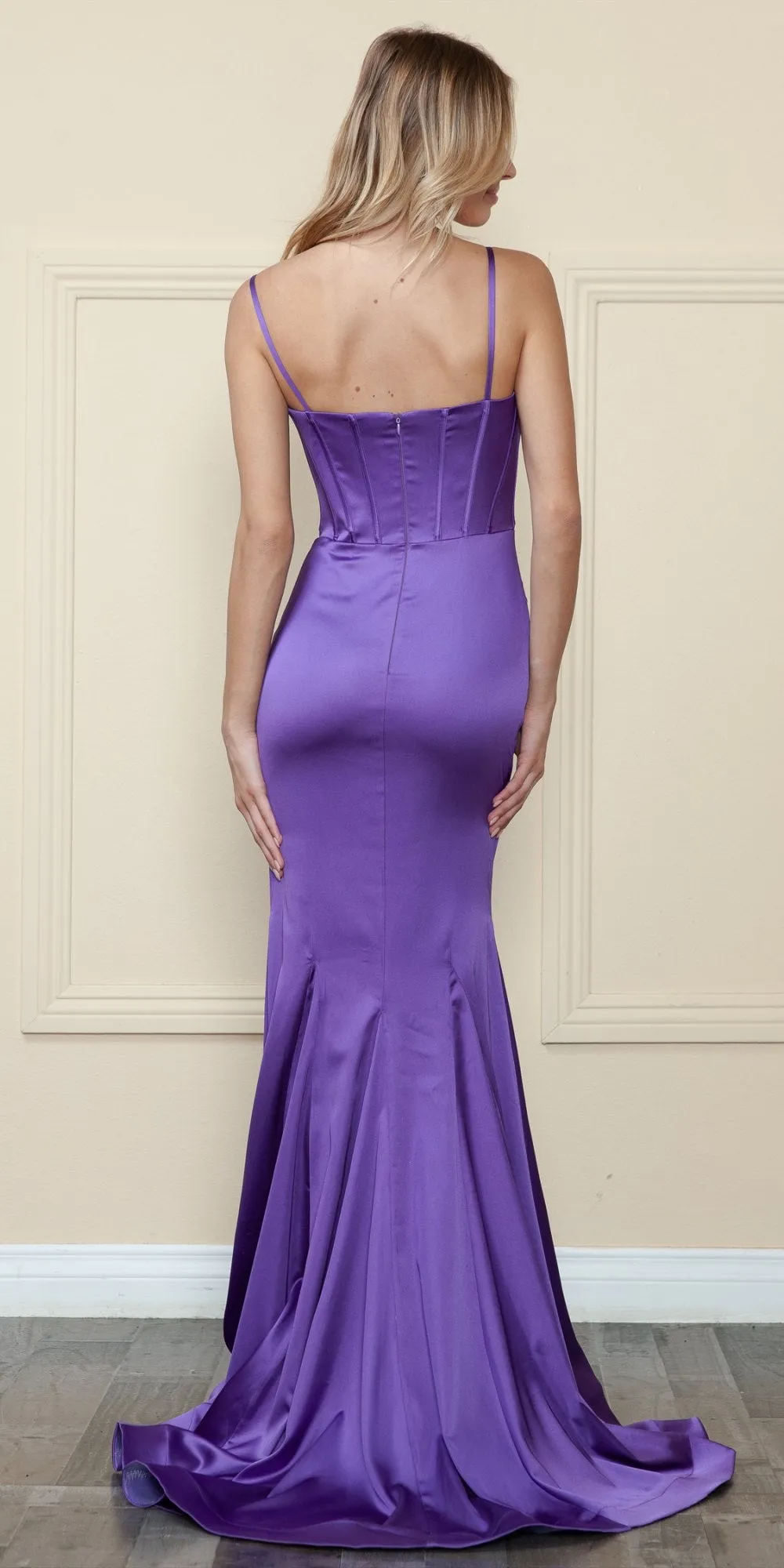 Poly USA 9008 Floor Length Sweetheart Neck Mermaid Gown Boned Bodice