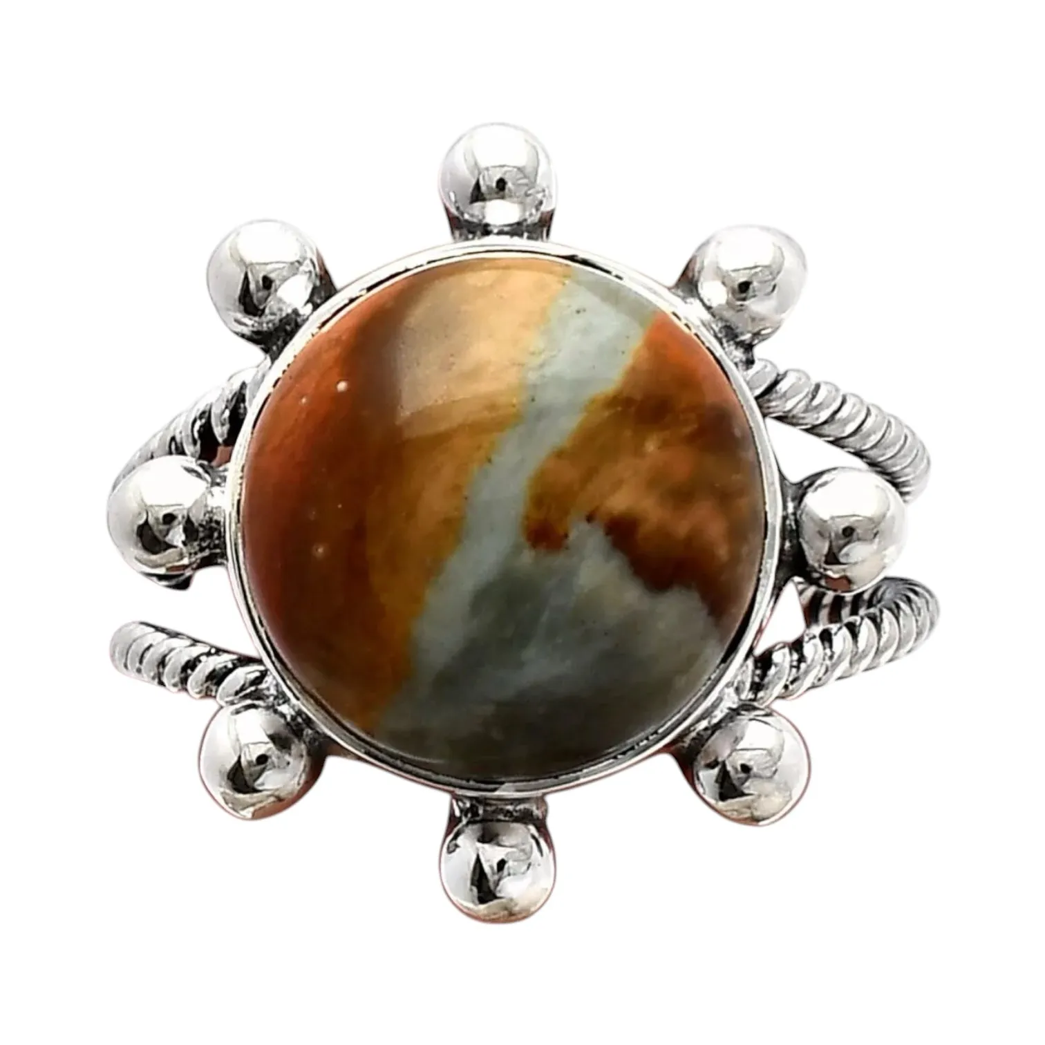 Polychrome Jasper Solid 925 Sterling Silver Ring 8