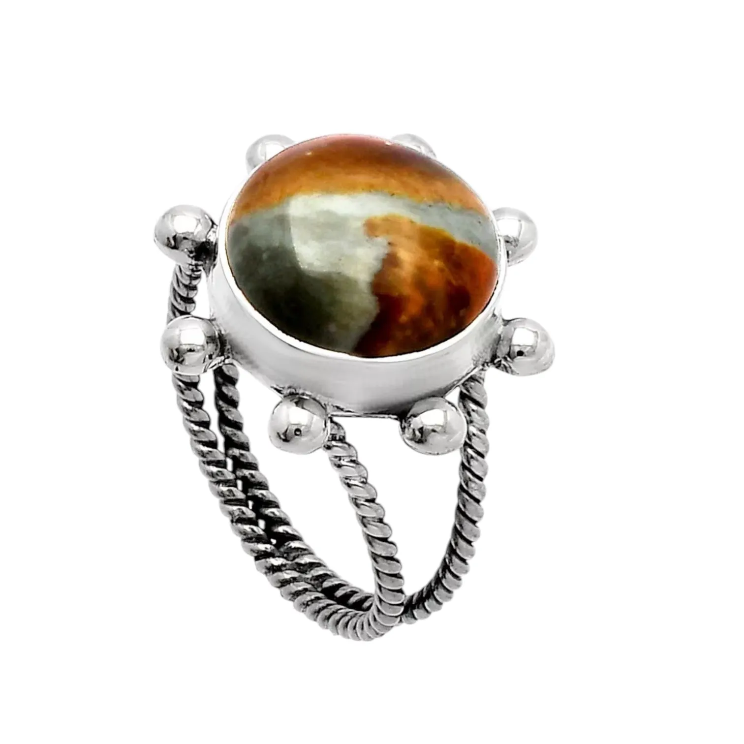 Polychrome Jasper Solid 925 Sterling Silver Ring 8
