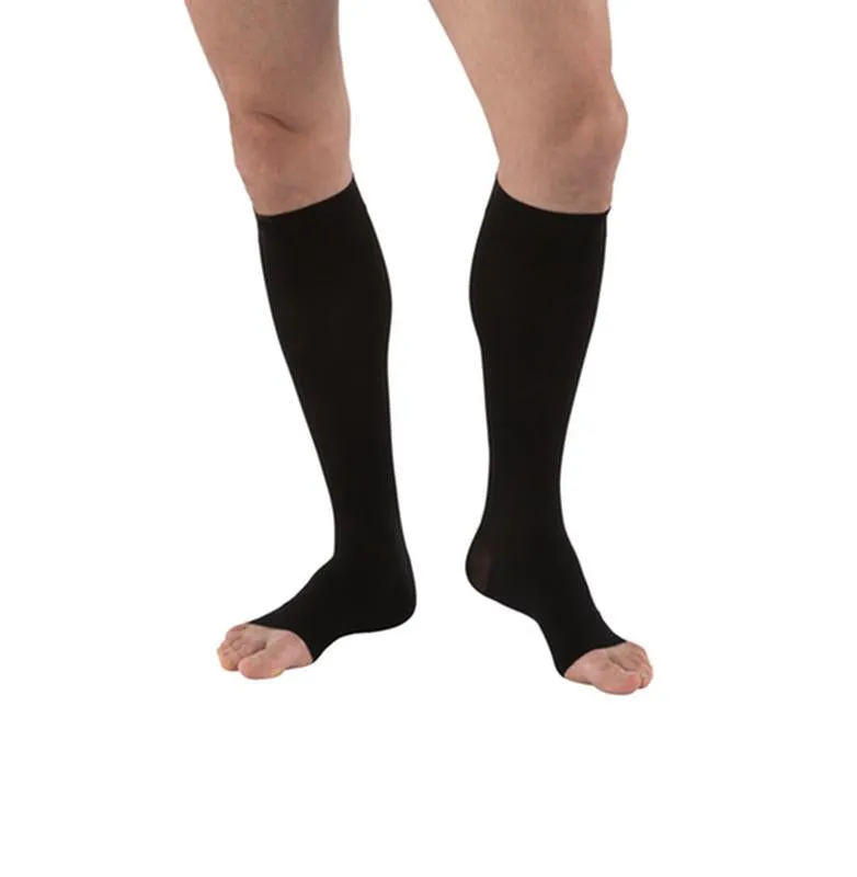 PR/1 JOBST MEDICAL LEG WEAR, MEN, RIBBED, KNEE HIGH, 20-30MMHG, SM, BLACK, OPEN TOE