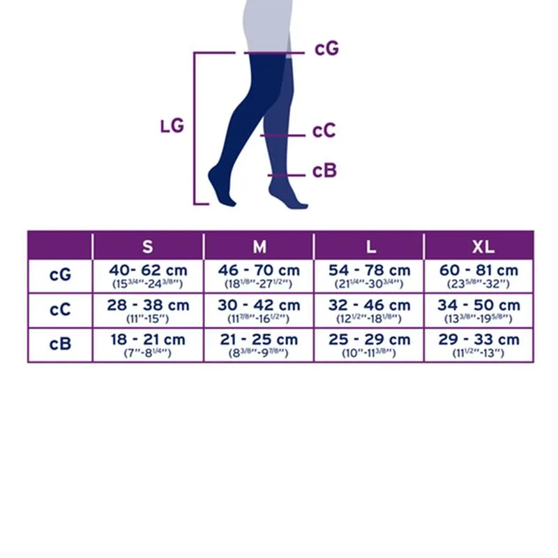 PR/1 JOBST MEDICAL LEG WEAR, MEN, RIBBED, THIGH HIGH W/SIL DOT BAND, 20-30MMHG, SM, BLACK, CLOSED TOE
