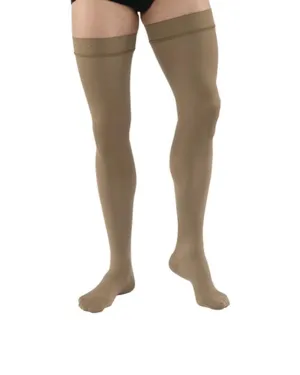PR/1 JOBST MEDICAL LEG WEAR, MEN, RIBBED, THIGH HIGH W/SIL DOT BAND, 30-40MMHG, XL, KHAKI, CLOSED TOE