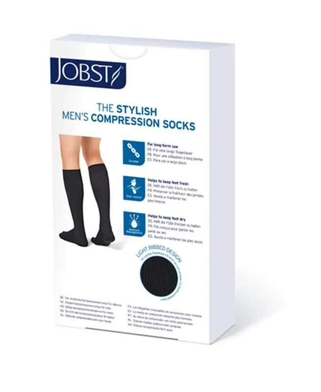 PR/1 JOBST MEDICAL LEG WEAR, MEN,KNEE HIGH, RIBBED, 30-40MMHG, MD TALL,  BLACK, CLOSED TOE