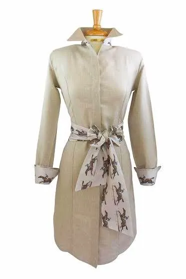 PRIX de LUTECE DRESS ON FLAX LINEN WITH SASH