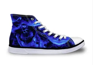 Punk Skull Print Skateboarding High Top Lace up Shoes for Men