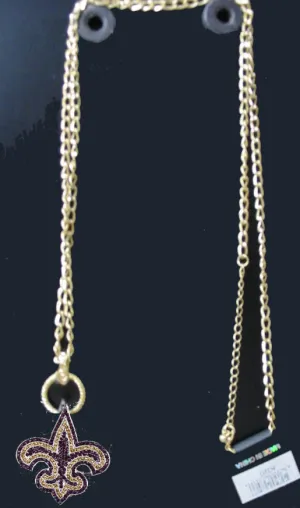 PURPLE FLEUR DE LIS NECKLACE AND PIN SET
