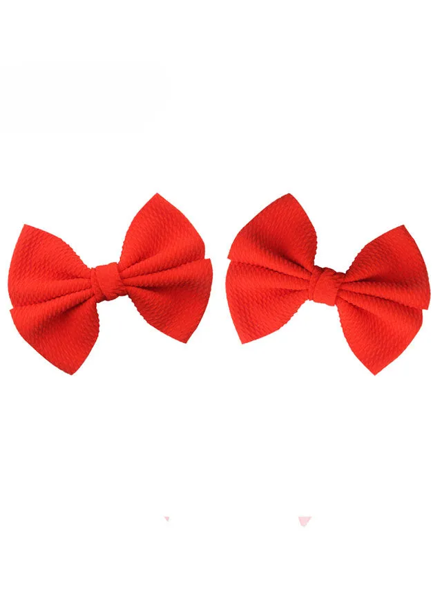 Quilted Red Bow Clip Set