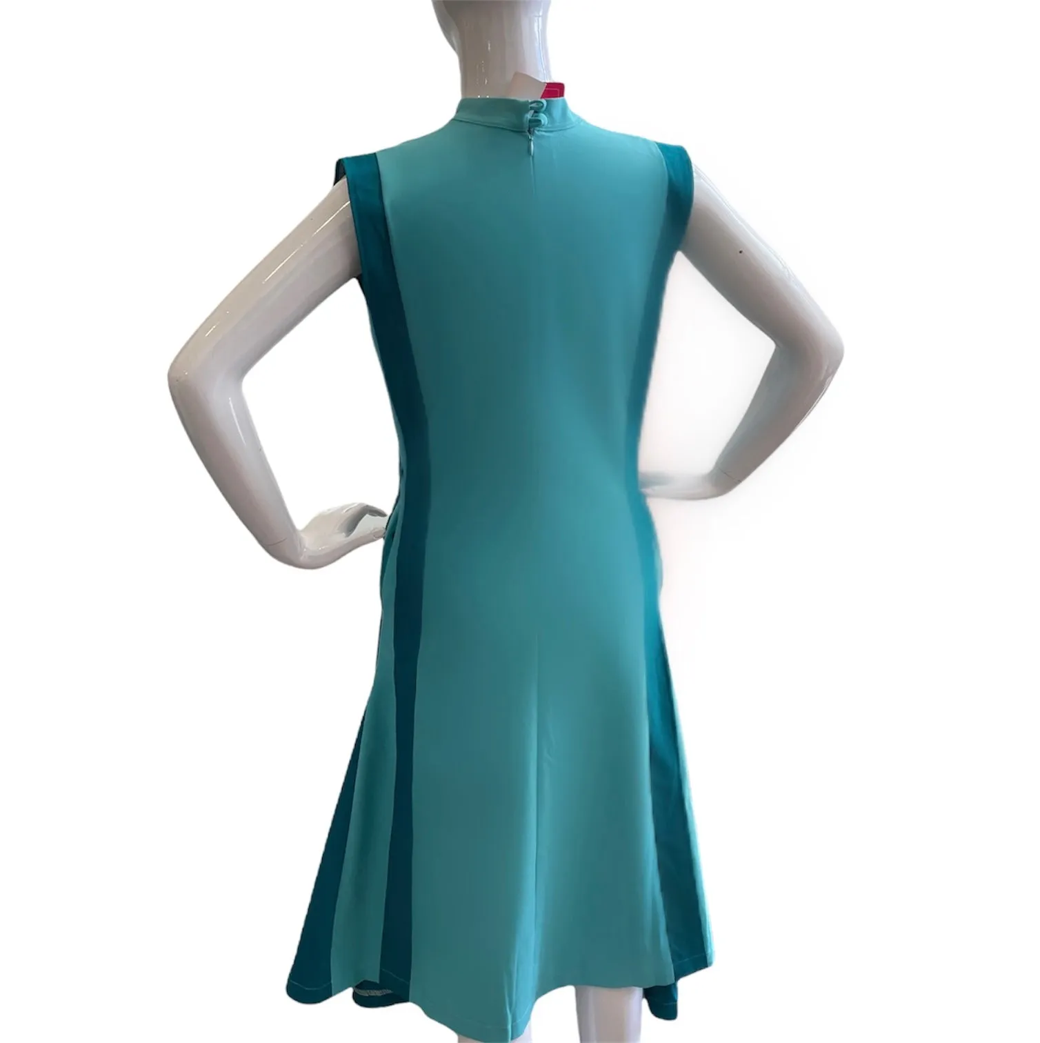 RAINBOW FERNS SIDE PANELS HANDMADE MODERN COTTON CHEONGSAM - MAUVE PINK OR AQUA BLUE