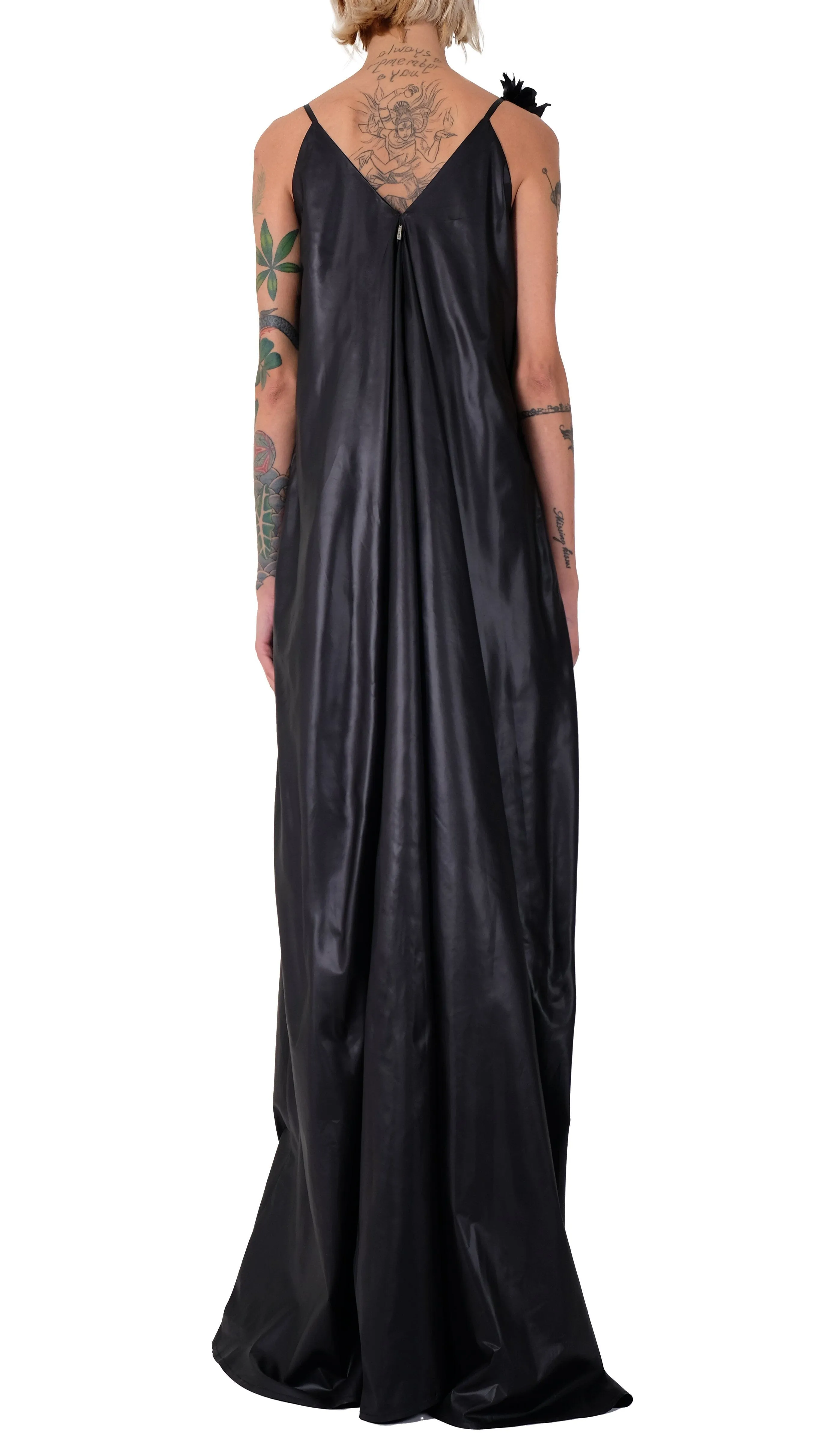 Raincoat Long Dress with Handmade Flower