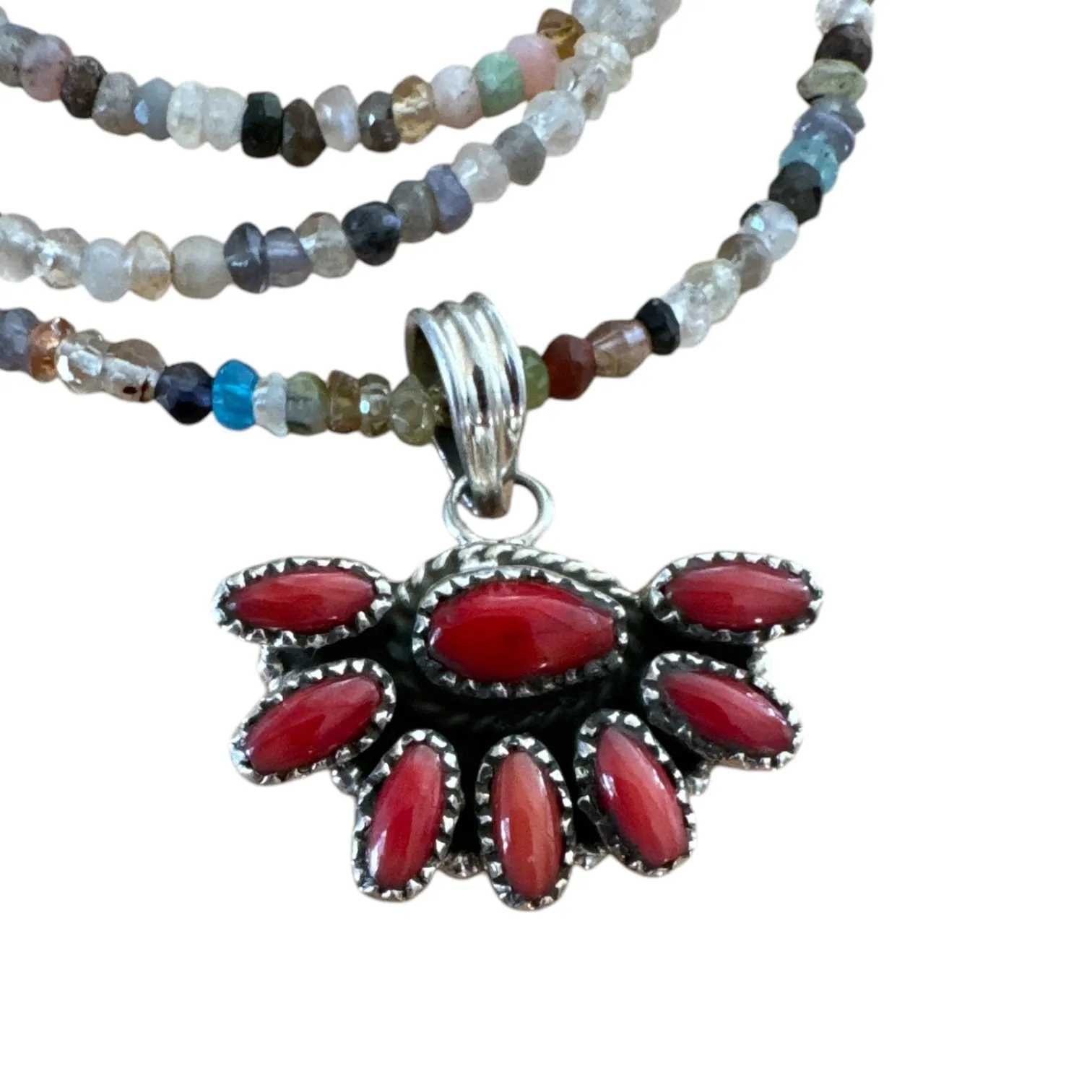 Red Coral Solid 925 Sterling Silver Pendant Necklace